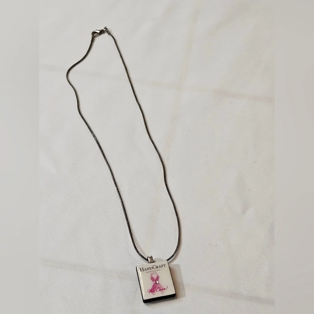 Artisan Breast Cancer Awareness Scrabble Tile Necklace - Picture 9 of 17